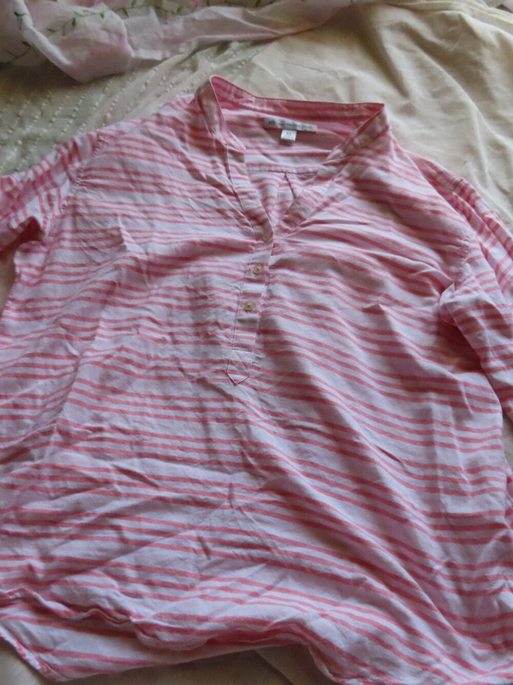 Southern Tide Pink Striped Baggy Shirt Cover up